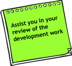 What resource will assist you in your review of the development work?